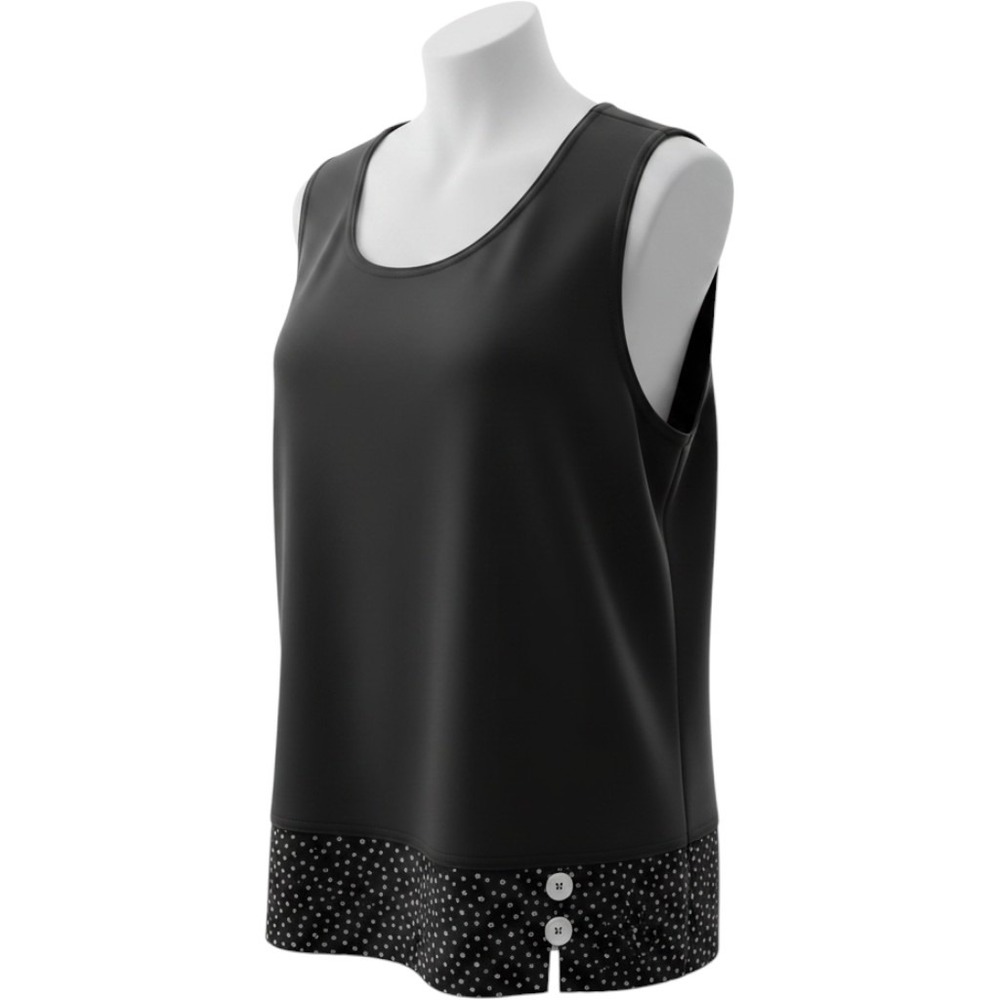 Coldwater Creek Women's Large Black Tank Top Polka Dot Hem Slinky Knit‎ USA Made